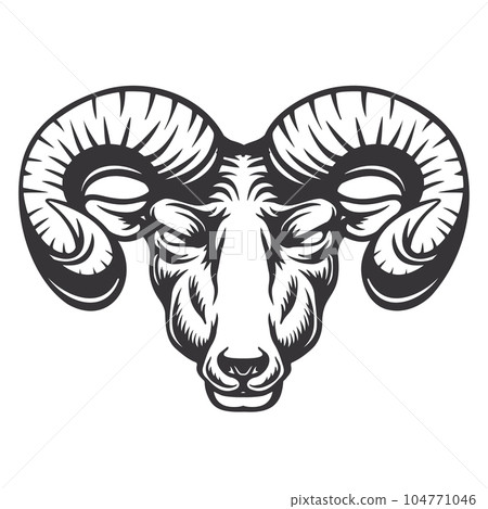 goat head design lineart. Farm Animal. goat logos or icons. vector illustration 104771046