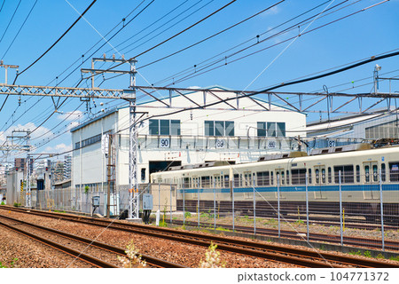 Odakyu Electric Railway Vehicles at the Ono General Depot Scene of the vehicle inspection area Odakyu Electric Railway Vehicles at the Ono General Depot Scene of the vehicle inspection area 104771372