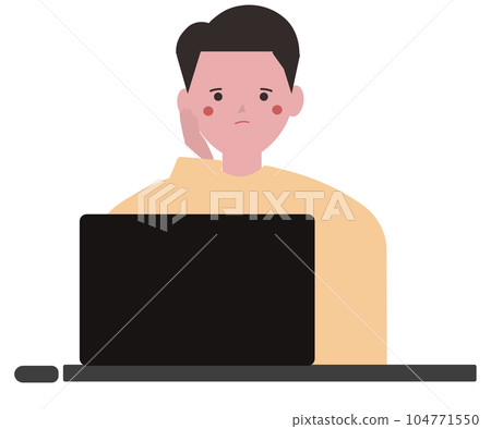 A man who has trouble with computer work. to worry. computer trouble. vector illustration A man who has trouble with computer work. to worry. computer trouble. vector illustration 104771550