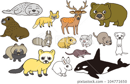 有趣的北海道動物手繪插畫 有趣的北海道動物手繪插畫 104771650