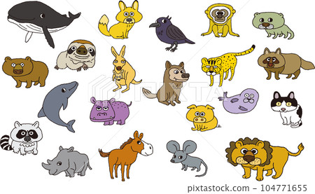 Hand-drawn illustrations of funny animals part 1 104771655