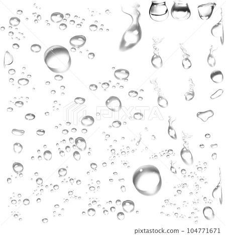 Set of waterdrops on transparent background Set of waterdrops on transparent background 104771671