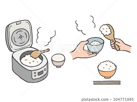 Hand-drawn illustration of a place serving rice 104771895