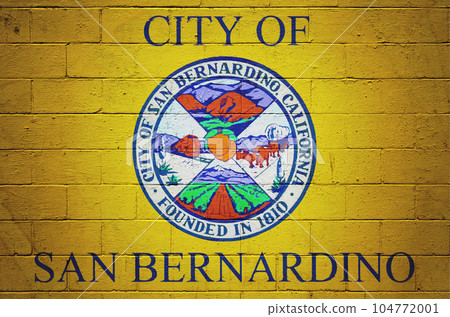 Flag of San Bernardino painted on a wall 104772001