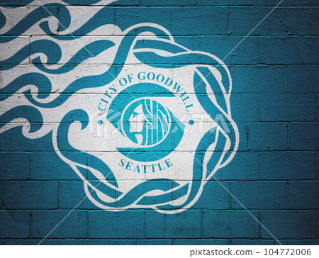 Flag of Seattle painted on a wall 104772006