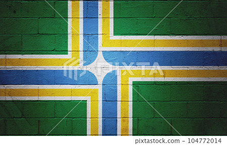 Flag of Portland painted on a wall Flag of Portland painted on a wall 104772014