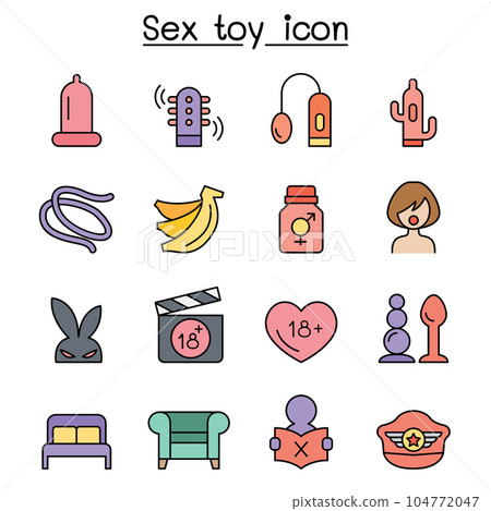 Sex toy color line icon set 104772047