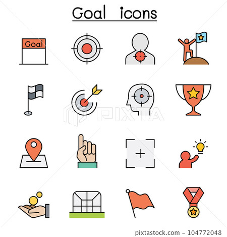 Goal color line icon set Goal color line icon set 104772048