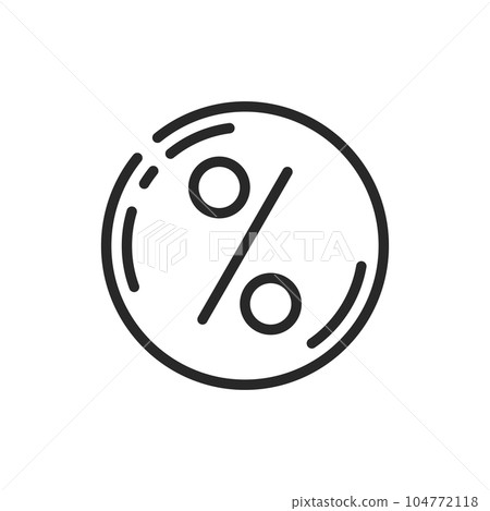 Percent in Circle Icon. Vector Linear Editable Sign of Discounts, Interest Rates, or Profit Margins. Ideal for Business, Finance, and Retail Concepts. 104772118