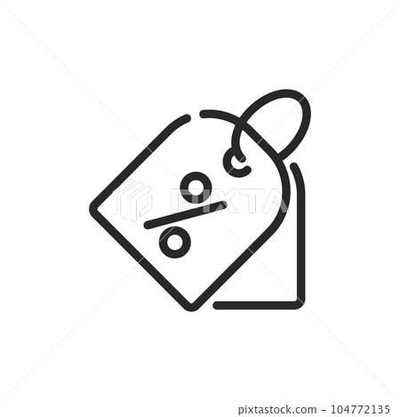 Sale Label Icon. Vector Linear Editable Sign of Discounted Tags and Price Cut Markers, Symbolizing Economical Shopping Cost Reduction, Markdown, and Retail Offers. Sale Label Icon. Vector Linear Editable Sign of Discounted Tags and Price Cut Markers, Symbolizing Economical Shopping Cost Reduction, Markdown, and Retail Offers. 104772135