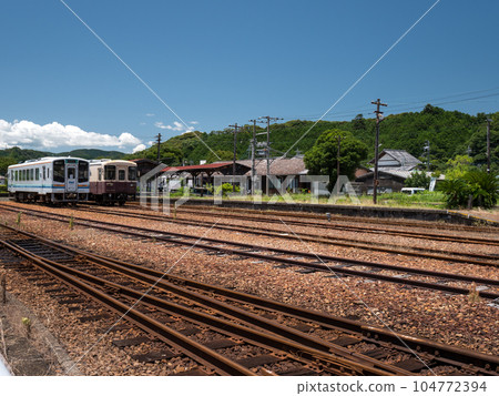 Scenery inside Tenryu Futamata Station on the Tenryu Hamanako Railway in summer Scenery inside Tenryu Futamata Station on the Tenryu Hamanako Railway in summer 104772394