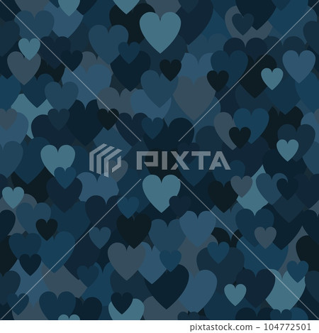 Army blue heart pattern. Camouflage Vector texture for Valentines Day 104772501