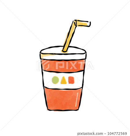 Watercolor style vector illustration of juice with straw and lid Watercolor style vector illustration of juice with straw and lid 104772569