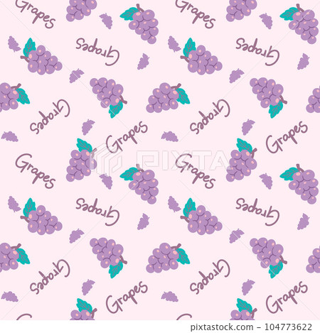 Grapes berry seamless pattern with word label vector illustration. Autumn style for clothes, wrapping paper, print 104773622