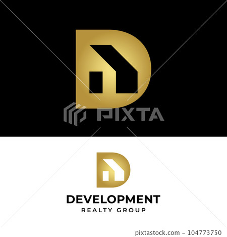 Letter Initial D Home House in Minimal Luxury Logo 104773750