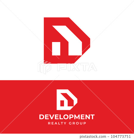 Letter Initial D Home House in Minimal Modern Logo Letter Initial D Home House in Minimal Modern Logo 104773751