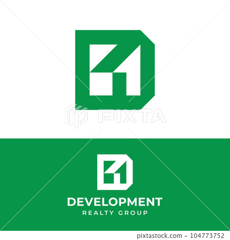 Letter Initial D Home House in Minimal Modern Logo 104773752