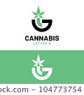 Letter Initial G Cannabis in Modern Minimalist Logo 104773754