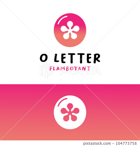 Monogram Letter O Circle with Flamboyant Flower Logo 104773758