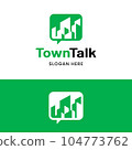 Town City Building with Bubble Chat App Logo Design 104773762