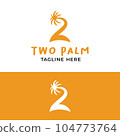 Number 2 Two with Palm Tree Island in Simple Logo 104773764