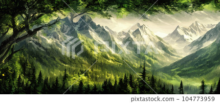 Foggy mountains landscape landscape vector... - Stock Illustration ...