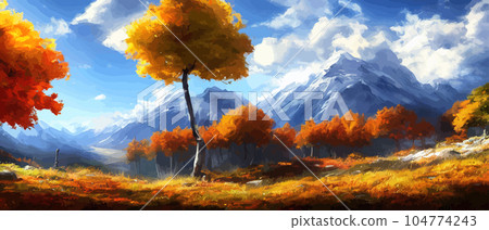 Autumn landscape with trees, mountains. Rural landscape. Autumn background. Vector illustration . beautiful natural for thanksgiving day banner. Minimalist style. flat design Autumn landscape with trees, mountains. Rural landscape. Autumn background. Vector illustration . beautiful natural for thanksgiving day banner. Minimalist style. flat design 104774243