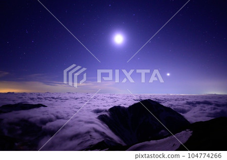 sea of clouds moonlit night sea of clouds moonlit night 104774266