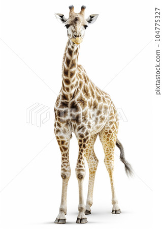 Giraffe white background AI-generated image generative AI Giraffe white background AI-generated image generative AI 104775327