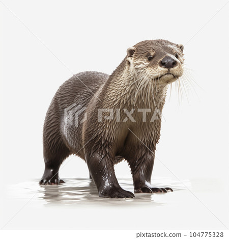 Otter white background AI-generated image generative AI Otter white background AI-generated image generative AI 104775328