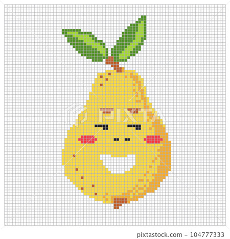 Pixel apple fruit for puzzles, games or cross stitch designs. Pixelated style 8 bit icon large scale isolated on white background. Minimalistic pixelart vector. Pixel apple fruit for puzzles, games or cross stitch designs. Pixelated style 8 bit icon large scale isolated on white background. Minimalistic pixelart vector. 104777333