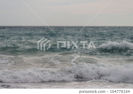 Background of stormy mediterranean sea with horizon Background of stormy mediterranean sea with horizon 104778184