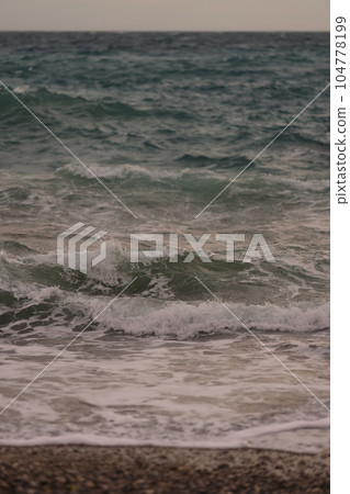 Background of stormy mediterranean sea with horizon Background of stormy mediterranean sea with horizon 104778199