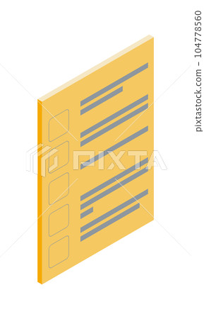 Checklist 1_frame only (vertical, isometric, facing right, document, no text, orange, 1 sheet) 104778560
