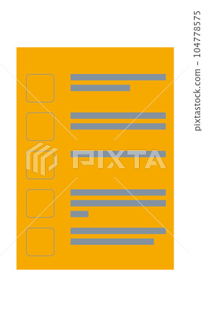 Checklist 1_frame only (vertical, front, document, no text, orange, 1 sheet) 104778575