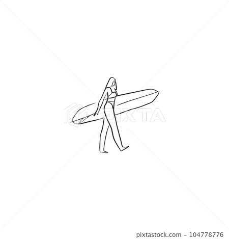 Hand drawn vector abstract simple minimalistic line art graphic drawing tropical surfing icon sign collection set isolated. Summer palm beach modern design concept. Summer palm beach and surf logo. Hand drawn vector abstract simple minimalistic line art graphic drawing tropical surfing icon sign collection set isolated. Summer palm beach modern design concept. Summer palm beach and surf logo. 104778776