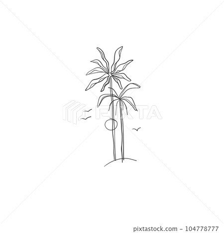 Hand drawn vector abstract simple minimalistic line art graphic drawing tropical palm treeand sun icon sign collection isolated. Summer palm beach modern design concept. Summer palm beach nature logo. Hand drawn vector abstract simple minimalistic line art graphic drawing tropical palm treeand sun icon sign collection isolated. Summer palm beach modern design concept. Summer palm beach nature logo. 104778777