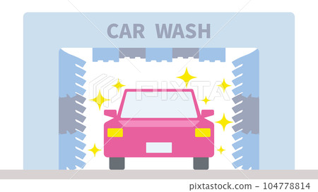 An illustration that became clean after washing the car with a car wash machine 104778814