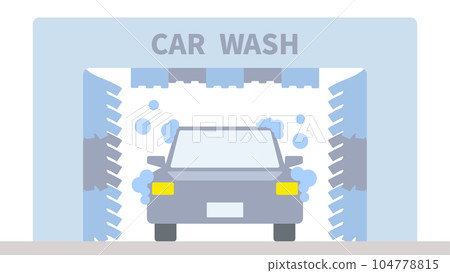 Illustration washing a car with a car wash machine 104778815