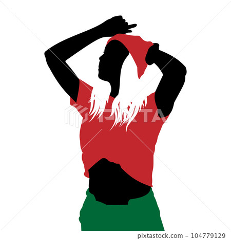 Silhouette of a young girl in a red blouse and red cap Silhouette of a young girl in a red blouse and red cap 104779129