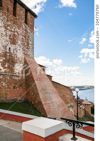 view of tower of Nizhny Novgorod city Kremlin view of tower of Nizhny Novgorod city Kremlin 104779760