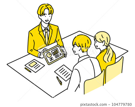 Business person explaining to customers Business person explaining to customers 104779780