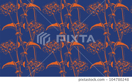 Floral pattern seamless vector background. Foliage and flower wallpaper design of nature. Floral pattern seamless vector background. Foliage and flower wallpaper design of nature. 104780248