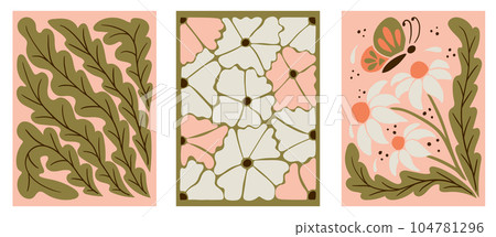 Abstract vintage floral rectangle posters 104781296
