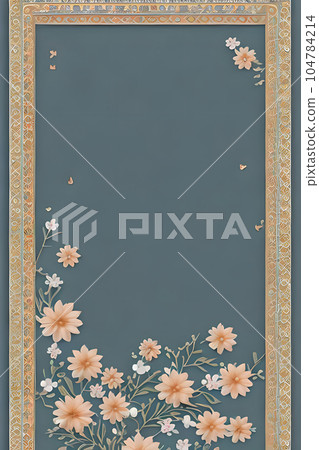 Colorful simple floral decoration, tiny flower illustration, background template, creative arrangement of nature and flowers. Good for banner, wedding card invitation draft, design element, and other. 104784214