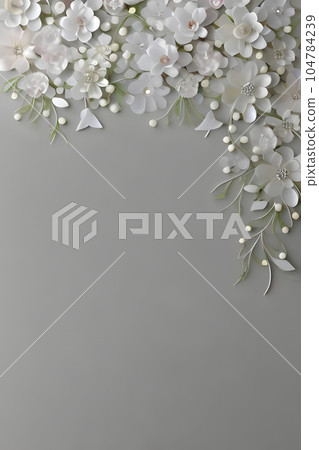 Colorful simple floral decoration, tiny flower illustration, background template, creative arrangement of nature and flowers. Good for banner, wedding card invitation draft, design element, and other. 104784239