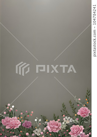 Colorful simple floral decoration, tiny flower illustration, background template, creative arrangement of nature and flowers. Good for banner, wedding card invitation draft, design element, and other. 104784241
