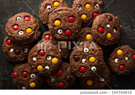 Chocolate monster cookies homemade treats for Halloween Chocolate monster cookies homemade treats for Halloween 104784658
