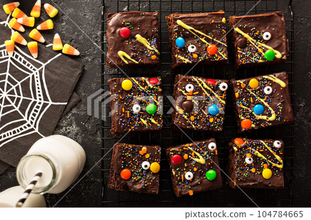 Chocolate monster brownies homemade treats for Halloween 104784665