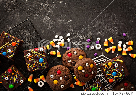 Chocolate monster brownies homemade treats for Halloween 104784667